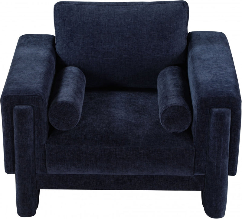 Madeline Chenille Fabric Upholstered Living Room Chair in Blue - 152Navy-C