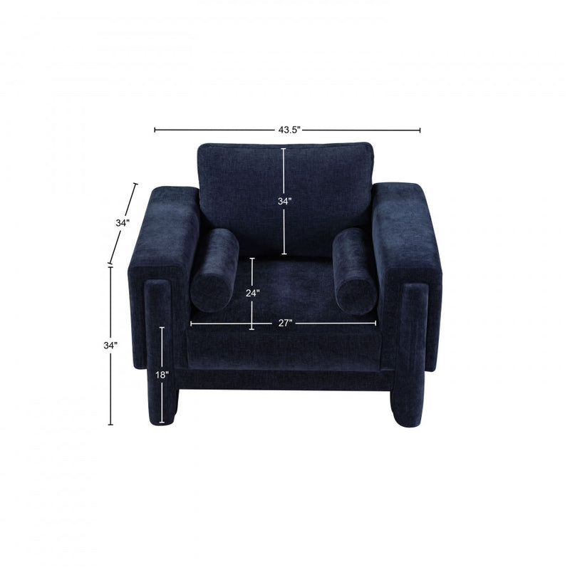 Madeline Chenille Fabric Upholstered Living Room Chair in Blue - 152Navy-C