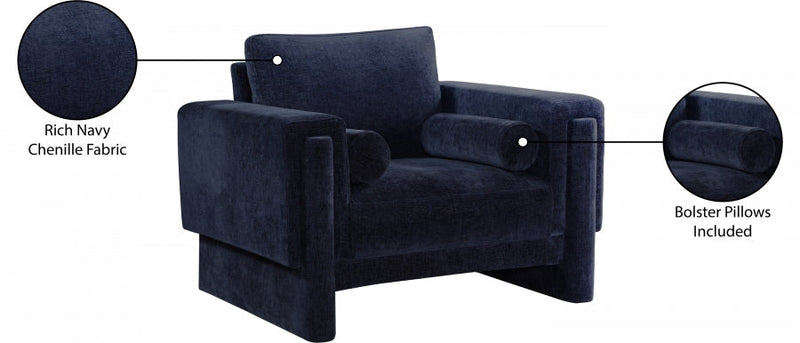 Madeline Chenille Fabric Upholstered Living Room Chair in Blue - 152Navy-C
