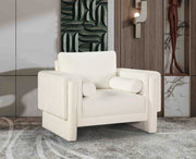 Madeline Chenille Fabric Upholstered Living Room Chair in Cream - 152Cream-C