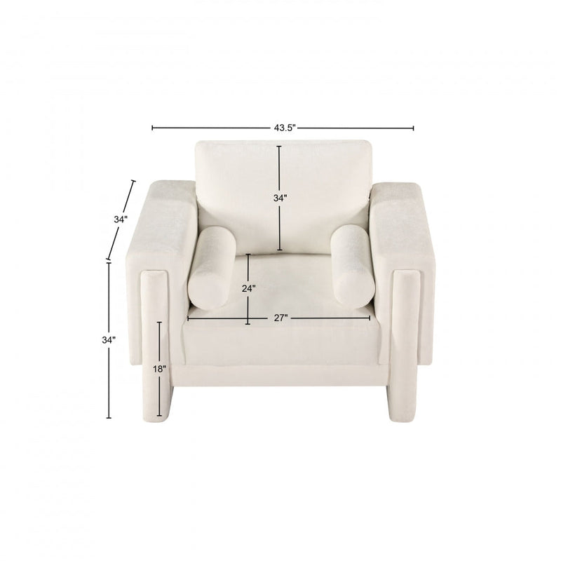 Madeline Chenille Fabric Upholstered Living Room Chair in Cream - 152Cream-C