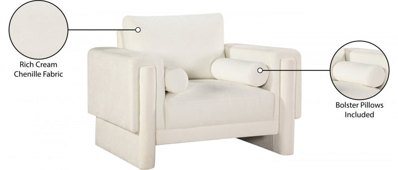 Madeline Chenille Fabric Upholstered Living Room Chair in Cream - 152Cream-C