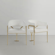 Madelyn Vegan Leather Upholstered Dining Chair in Cream, Set of 2 - 553Cream-C