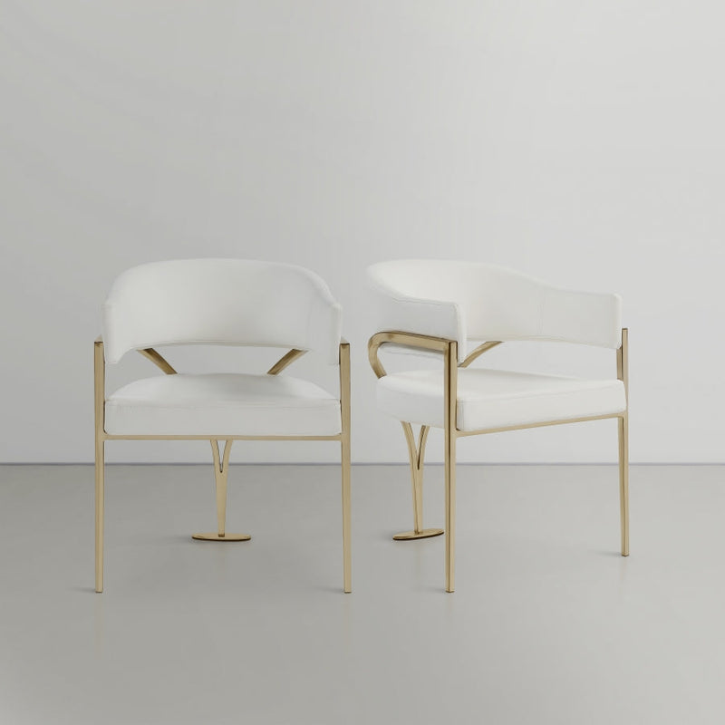 Madelyn Vegan Leather Upholstered Dining Chair in Cream, Set of 2 - 553Cream-C