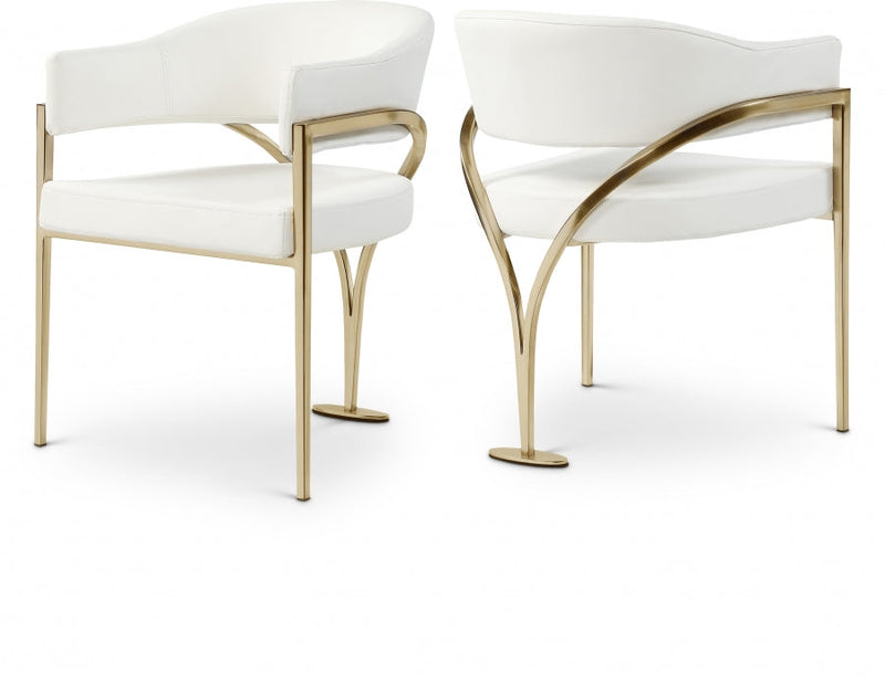 Madelyn Vegan Leather Upholstered Dining Chair in Cream, Set of 2 - 553Cream-C