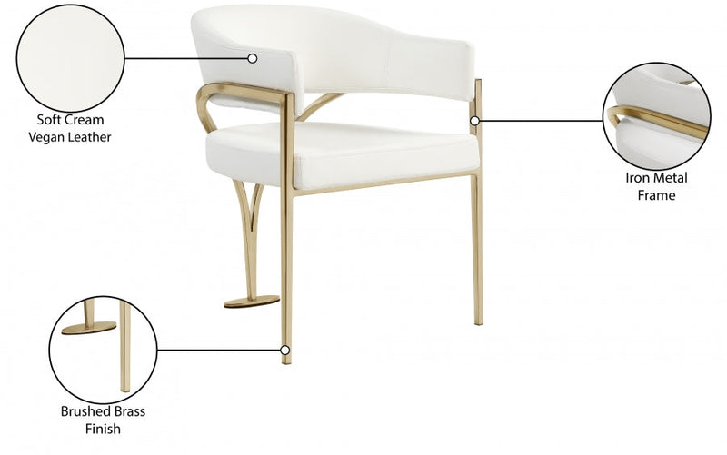 Madelyn Vegan Leather Upholstered Dining Chair in Cream, Set of 2 - 553Cream-C