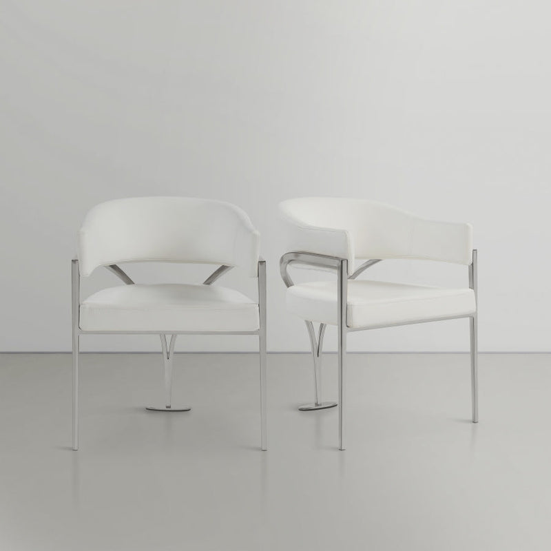 Madelyn Vegan Leather Upholstered Dining Chair in Cream, Set of 2 - 554Cream-C