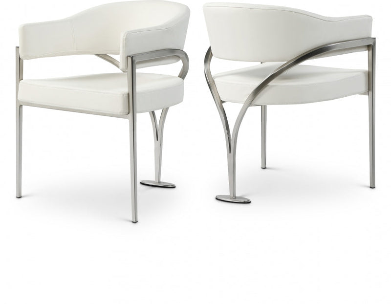 Madelyn Vegan Leather Upholstered Dining Chair in Cream, Set of 2 - 554Cream-C