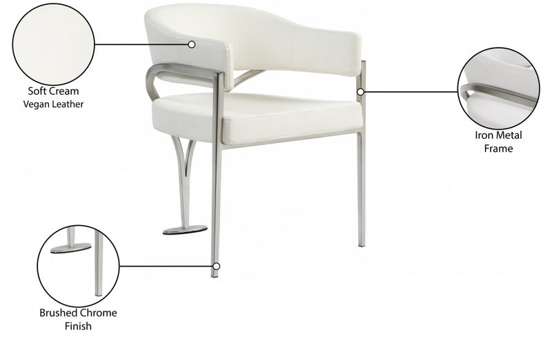 Madelyn Vegan Leather Upholstered Dining Chair in Cream, Set of 2 - 554Cream-C