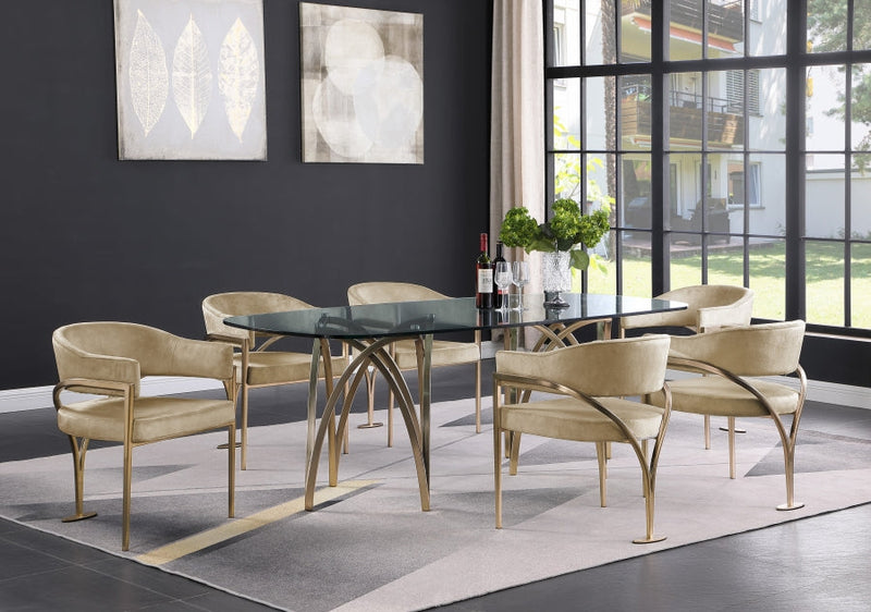 Madelyn Velvet Upholstered Dining Chair in Beige, Set of 2 - 553Beige-C