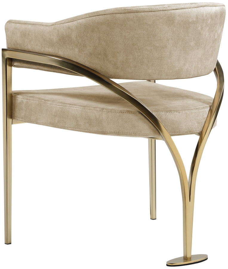 Madelyn Velvet Upholstered Dining Chair in Beige, Set of 2 - 553Beige-C