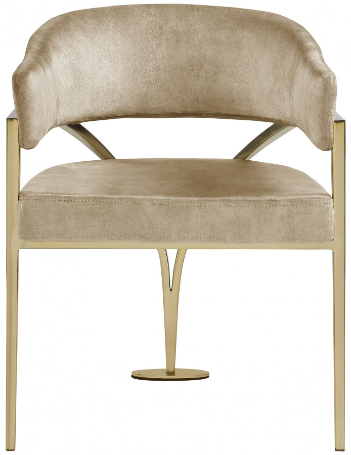 Madelyn Velvet Upholstered Dining Chair in Beige, Set of 2 - 553Beige-C