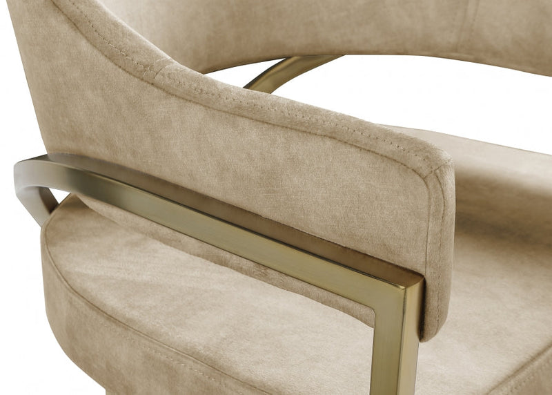 Madelyn Velvet Upholstered Dining Chair in Beige, Set of 2 - 553Beige-C