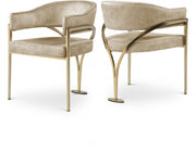 Madelyn Velvet Upholstered Dining Chair in Beige, Set of 2 - 553Beige-C