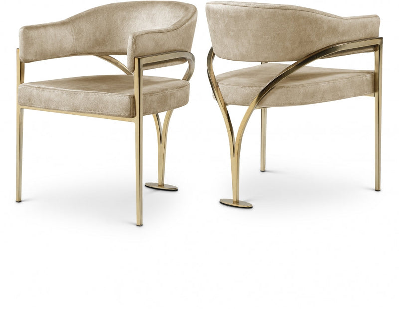 Madelyn Velvet Upholstered Dining Chair in Beige, Set of 2 - 553Beige-C