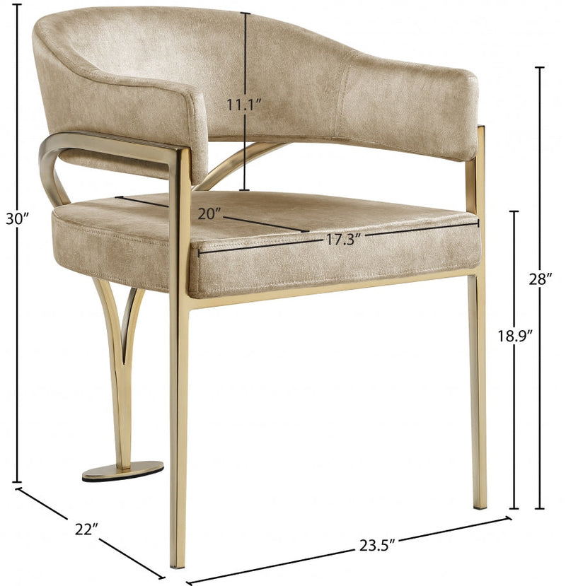 Madelyn Velvet Upholstered Dining Chair in Beige, Set of 2 - 553Beige-C