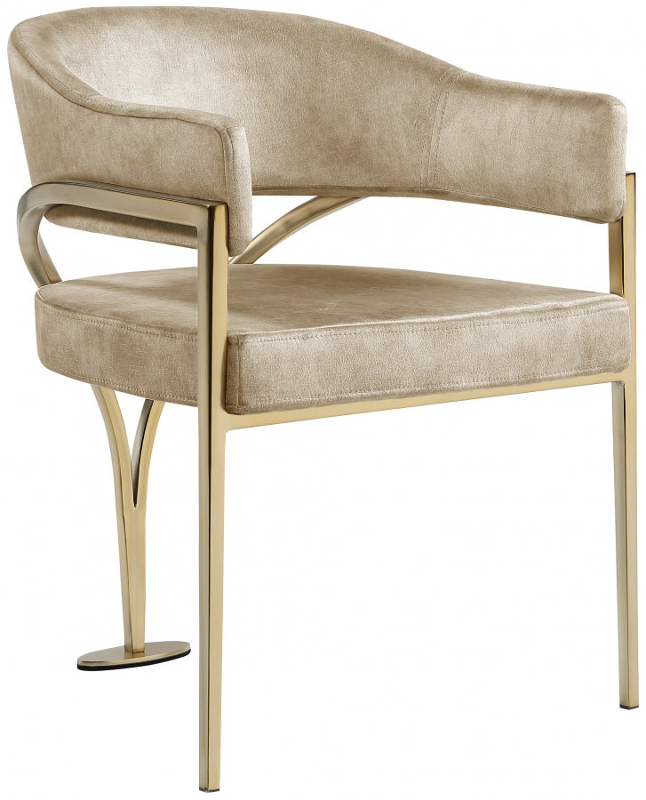 Madelyn Velvet Upholstered Dining Chair in Beige, Set of 2 - 553Beige-C