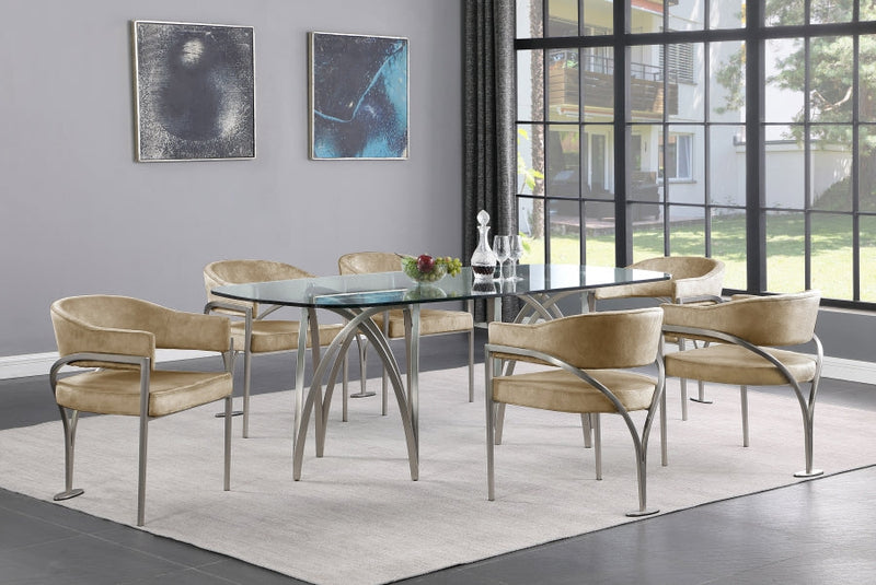 Madelyn Velvet Upholstered Dining Chair in Beige, Set of 2 - 554Beige-C