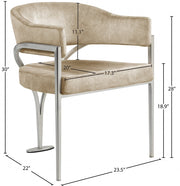 Madelyn Velvet Upholstered Dining Chair in Beige, Set of 2 - 554Beige-C