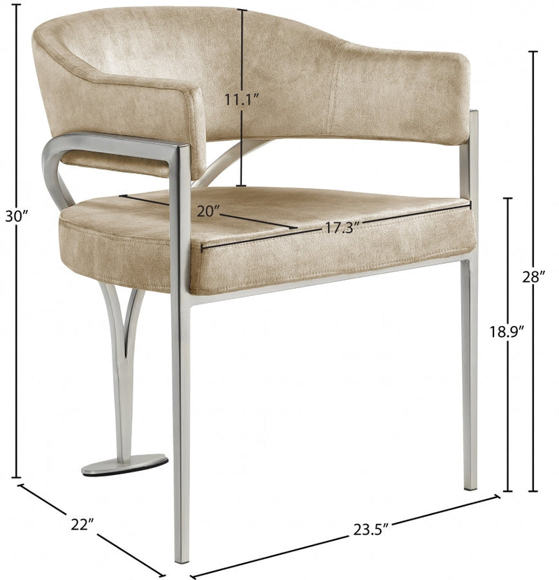 Madelyn Velvet Upholstered Dining Chair in Beige, Set of 2 - 554Beige-C