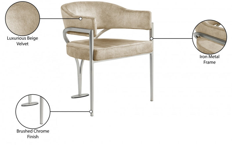 Madelyn Velvet Upholstered Dining Chair in Beige, Set of 2 - 554Beige-C