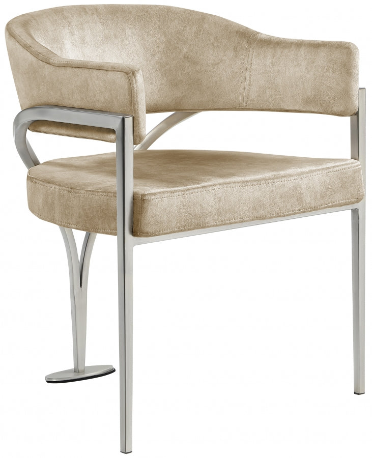 Madelyn Velvet Upholstered Dining Chair in Beige, Set of 2 - 554Beige-C