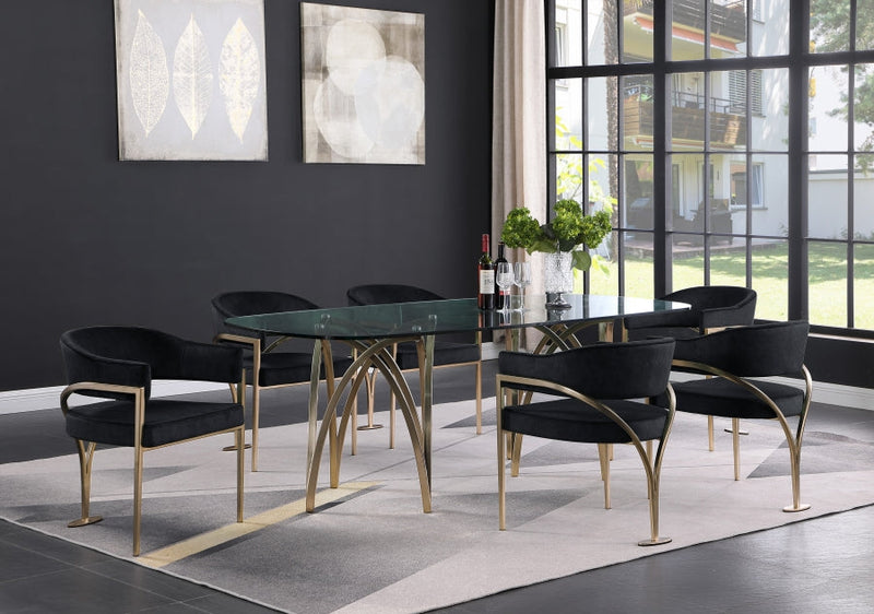 Madelyn Velvet Upholstered Dining Chair in Black, Set of 2 - 553Black-C