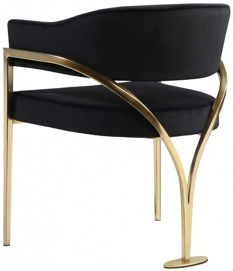 Madelyn Velvet Upholstered Dining Chair in Black, Set of 2 - 553Black-C