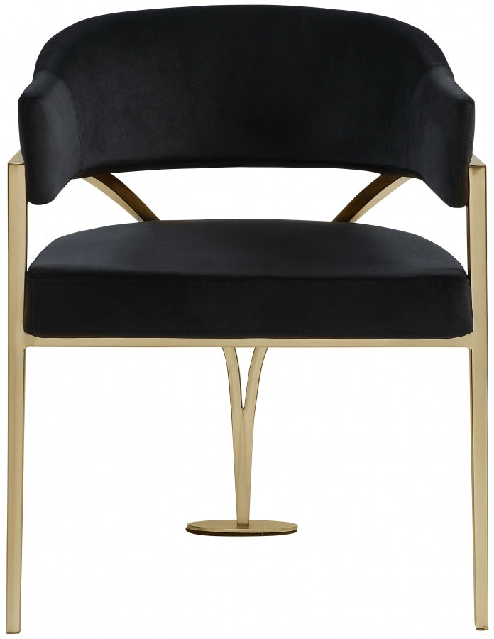 Madelyn Velvet Upholstered Dining Chair in Black, Set of 2 - 553Black-C