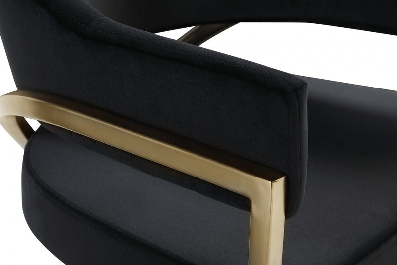 Madelyn Velvet Upholstered Dining Chair in Black, Set of 2 - 553Black-C