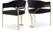 Madelyn Velvet Upholstered Dining Chair in Black, Set of 2 - 553Black-C
