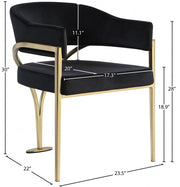 Madelyn Velvet Upholstered Dining Chair in Black, Set of 2 - 553Black-C