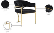 Madelyn Velvet Upholstered Dining Chair in Black, Set of 2 - 553Black-C