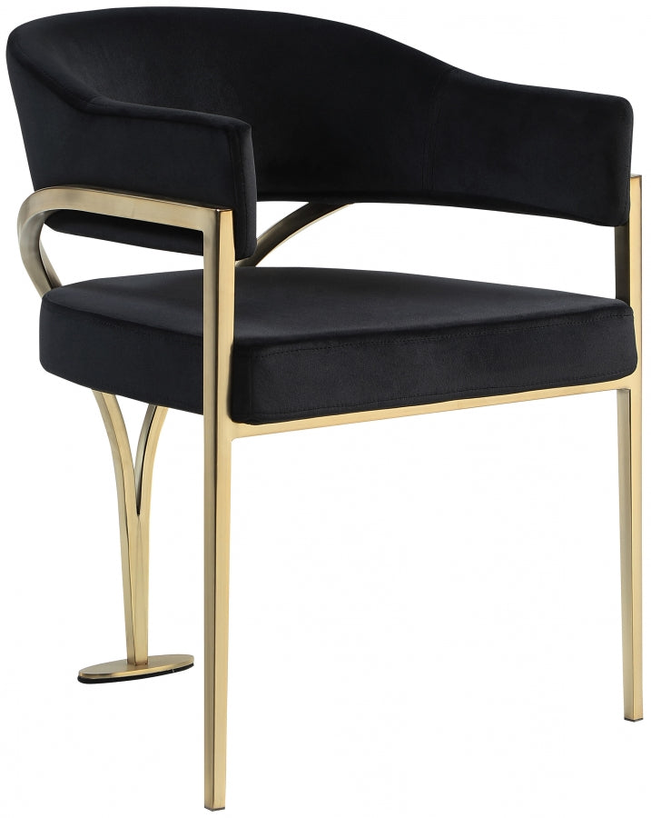 Madelyn Velvet Upholstered Dining Chair in Black, Set of 2 - 553Black-C