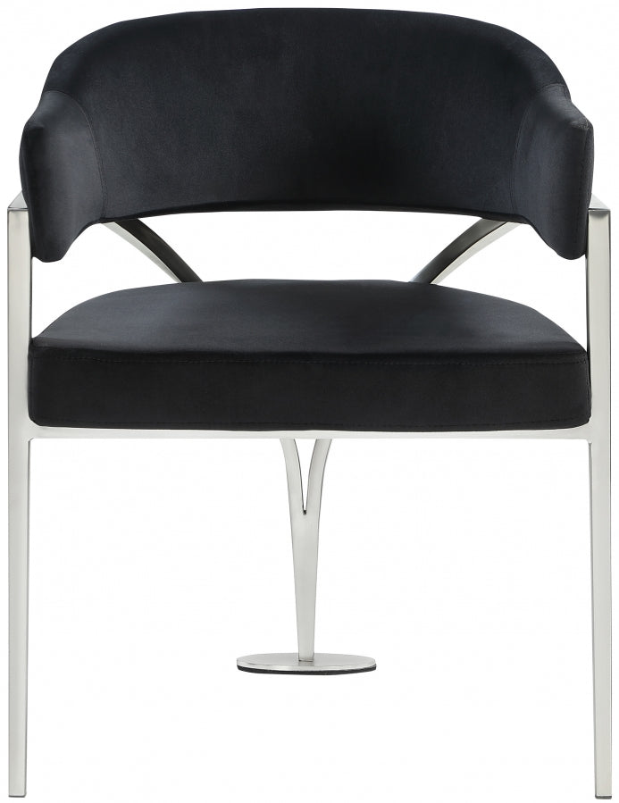 Madelyn Velvet Upholstered Dining Chair in Black, Set of 2 - 554Black-C