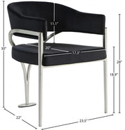 Madelyn Velvet Upholstered Dining Chair in Black, Set of 2 - 554Black-C