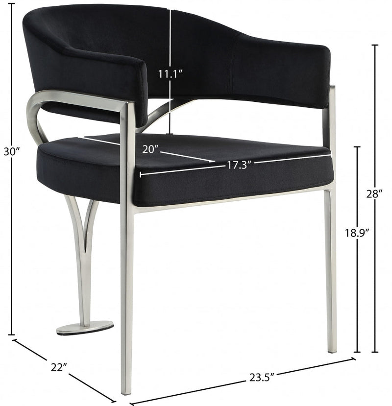 Madelyn Velvet Upholstered Dining Chair in Black, Set of 2 - 554Black-C
