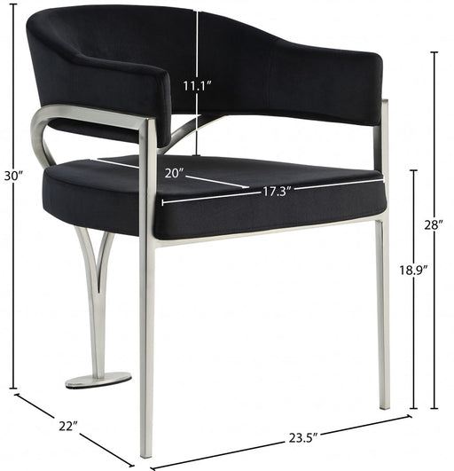 Madelyn Velvet Upholstered Dining Chair in Black, Set of 2 - 554Black-C