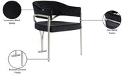 Madelyn Velvet Upholstered Dining Chair in Black, Set of 2 - 554Black-C