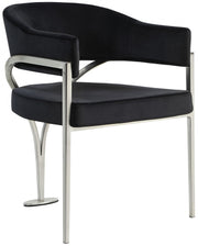 Madelyn Velvet Upholstered Dining Chair in Black, Set of 2 - 554Black-C