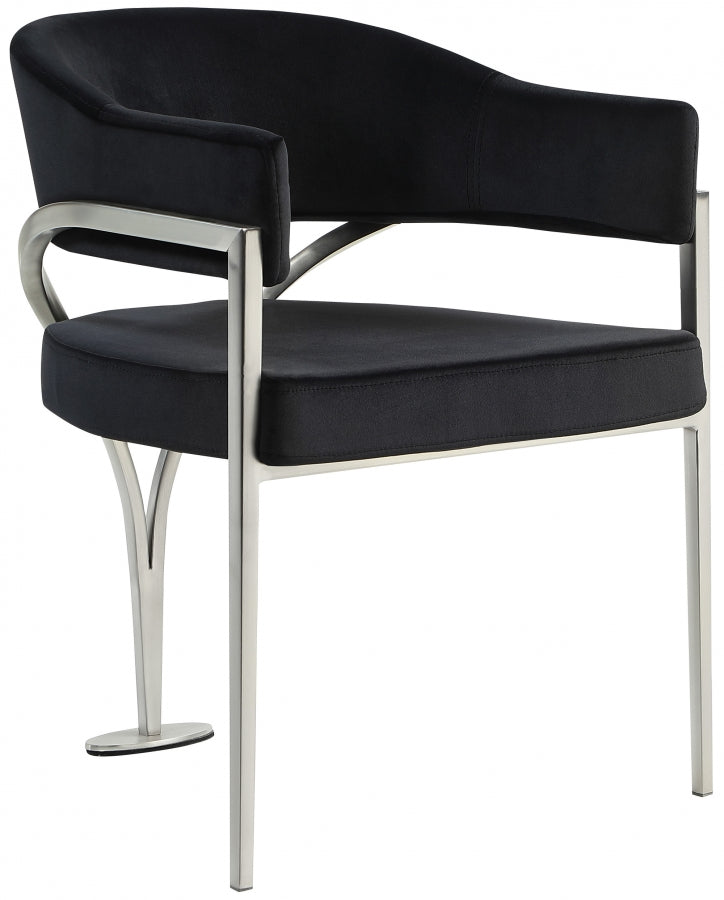 Madelyn Velvet Upholstered Dining Chair in Black, Set of 2 - 554Black-C