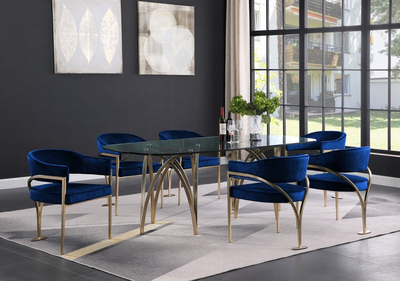 Madelyn Velvet Upholstered Dining Chair in Blue, Set of 2 - 553Navy-C