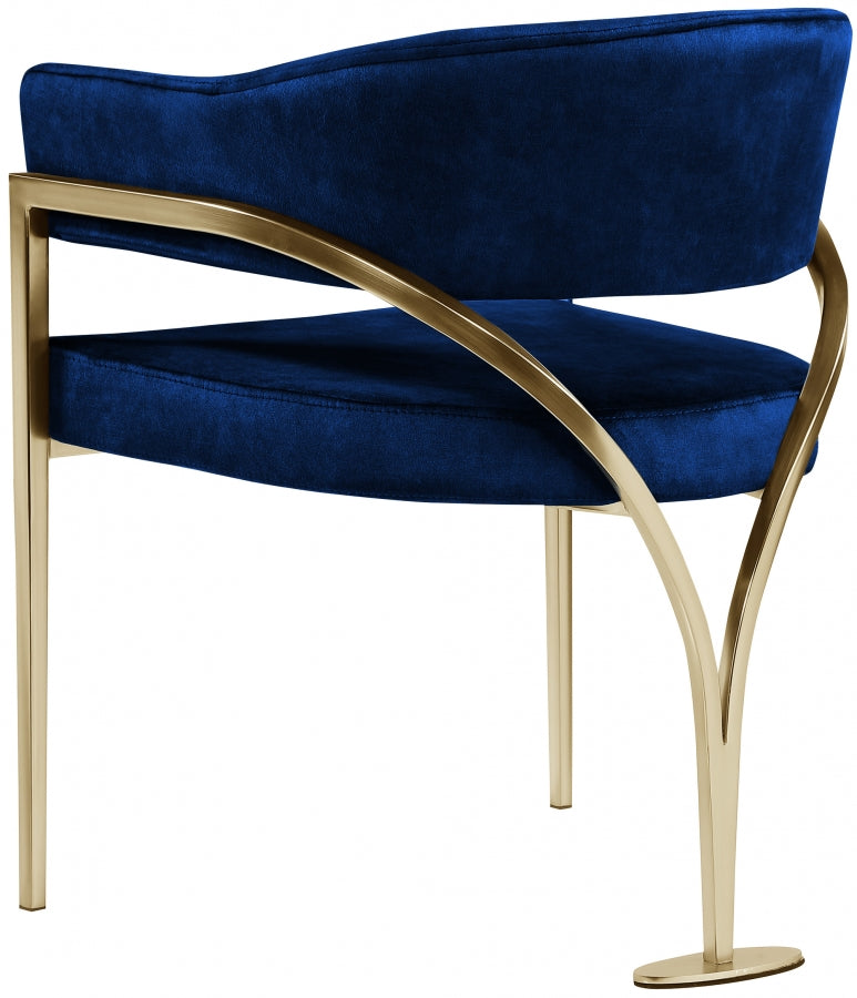 Madelyn Velvet Upholstered Dining Chair in Blue, Set of 2 - 553Navy-C