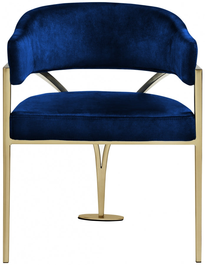 Madelyn Velvet Upholstered Dining Chair in Blue, Set of 2 - 553Navy-C