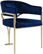 Madelyn Velvet Upholstered Dining Chair in Blue, Set of 2 - 553Navy-C