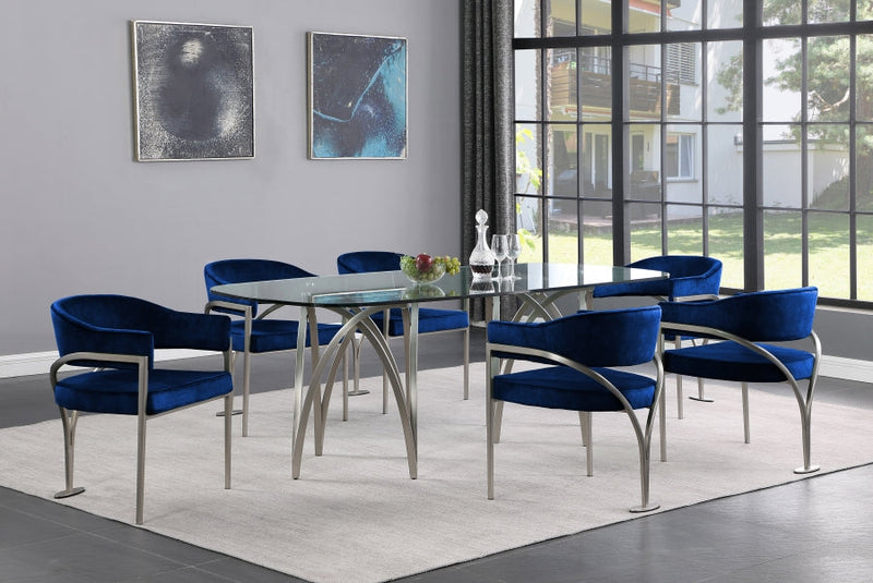 Madelyn Velvet Upholstered Dining Chair in Blue, Set of 2 - 554Navy-C