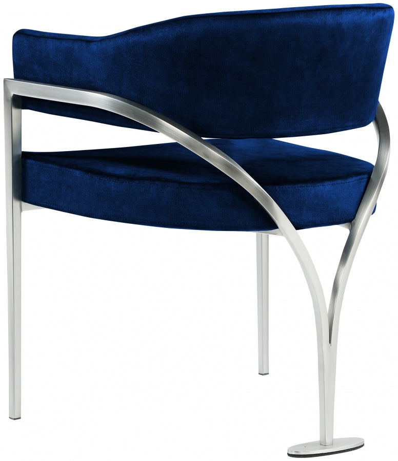 Madelyn Velvet Upholstered Dining Chair in Blue, Set of 2 - 554Navy-C
