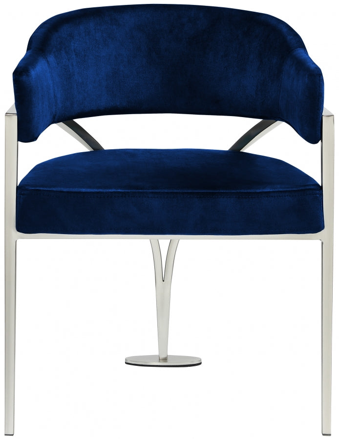 Madelyn Velvet Upholstered Dining Chair in Blue, Set of 2 - 554Navy-C