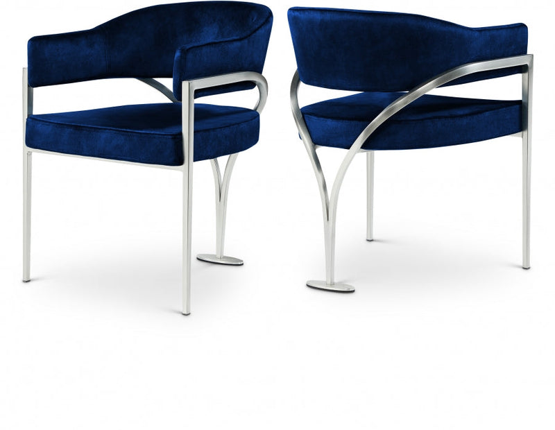 Madelyn Velvet Upholstered Dining Chair in Blue, Set of 2 - 554Navy-C