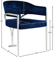 Madelyn Velvet Upholstered Dining Chair in Blue, Set of 2 - 554Navy-C